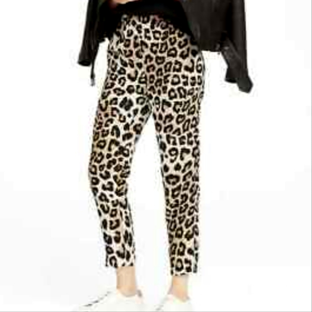 Banana Republic "HAYDEN" Tapered Fit Pull On Leopard Print Ankle Pant Sz L